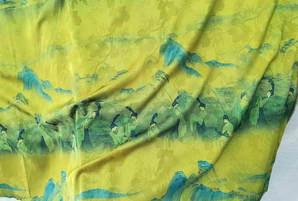 1 yard X 1.48 meter Chinese Dancing Material Soft Imitate Silk Fabric For Gown - Image 4 of 4