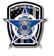 Thin Blue Line Badge Decal 3M Sticker Car Truck I support Police Law Enforcement