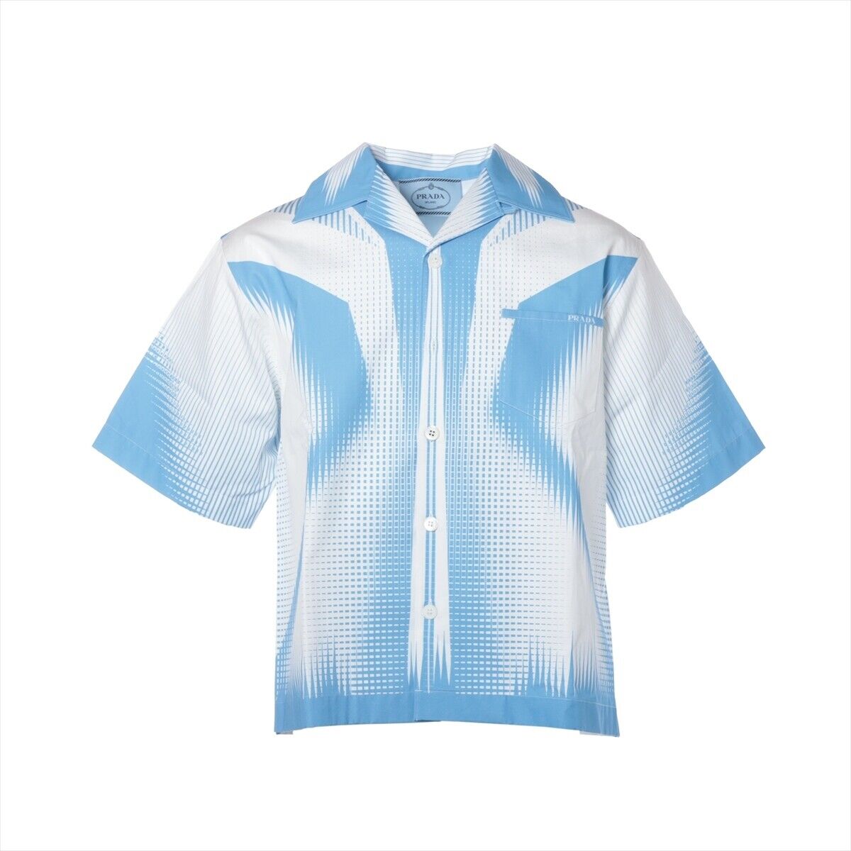 Prada 21SS Cotton Shirt S Men's Blue x white Open collar Prada 21SS Cotton Shirt S Men's Blue x white Open collar