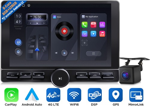 CarPlay 2DIN Android 13 8+128 10.1" QLED Car Stereo GPS SAT NAV Head Unit DSP 4G