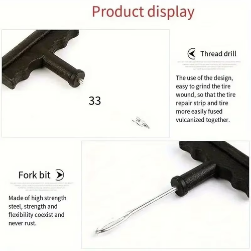 Car Tire Repair Tool,Motorcycle Tubeless Wheel Tire Repair Kit,Puncture Plug,Rub - Foto 3 di 8