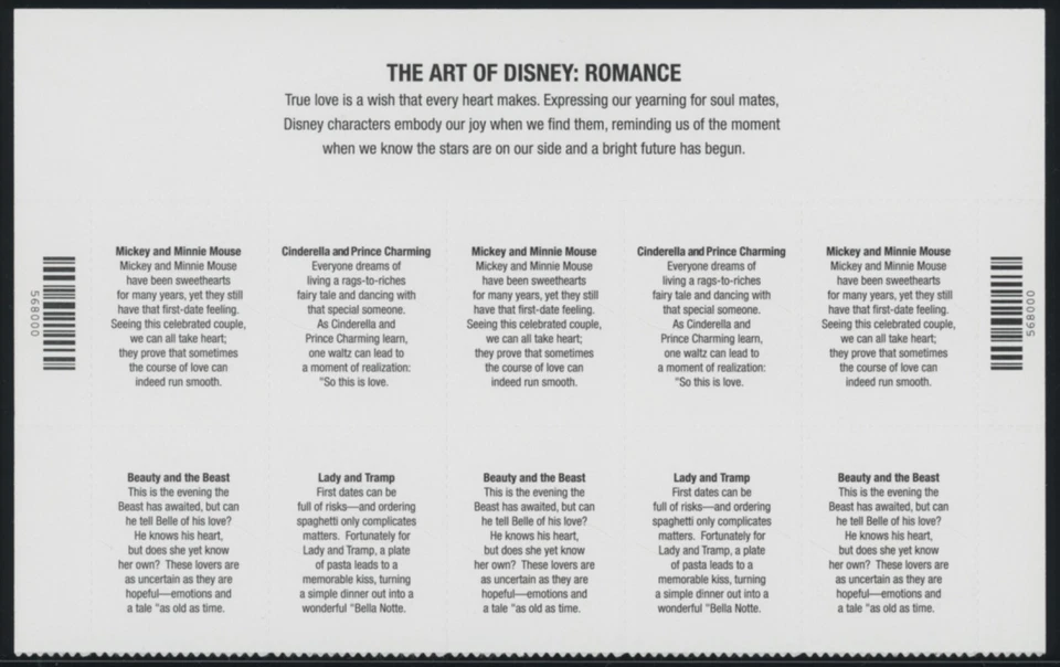 US - 2006 Disney Characters: The Art of Romance - SC# 4025-4028 Pane of 10 MNH - Image 2 of 2