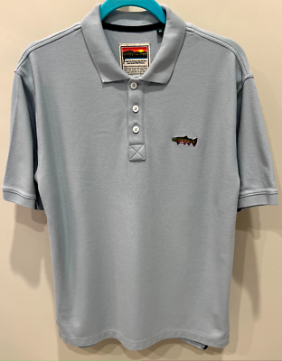 Orvis Fish Trout Polo Shirt Men's Size Medium Blue Embroidered Made in  Peru