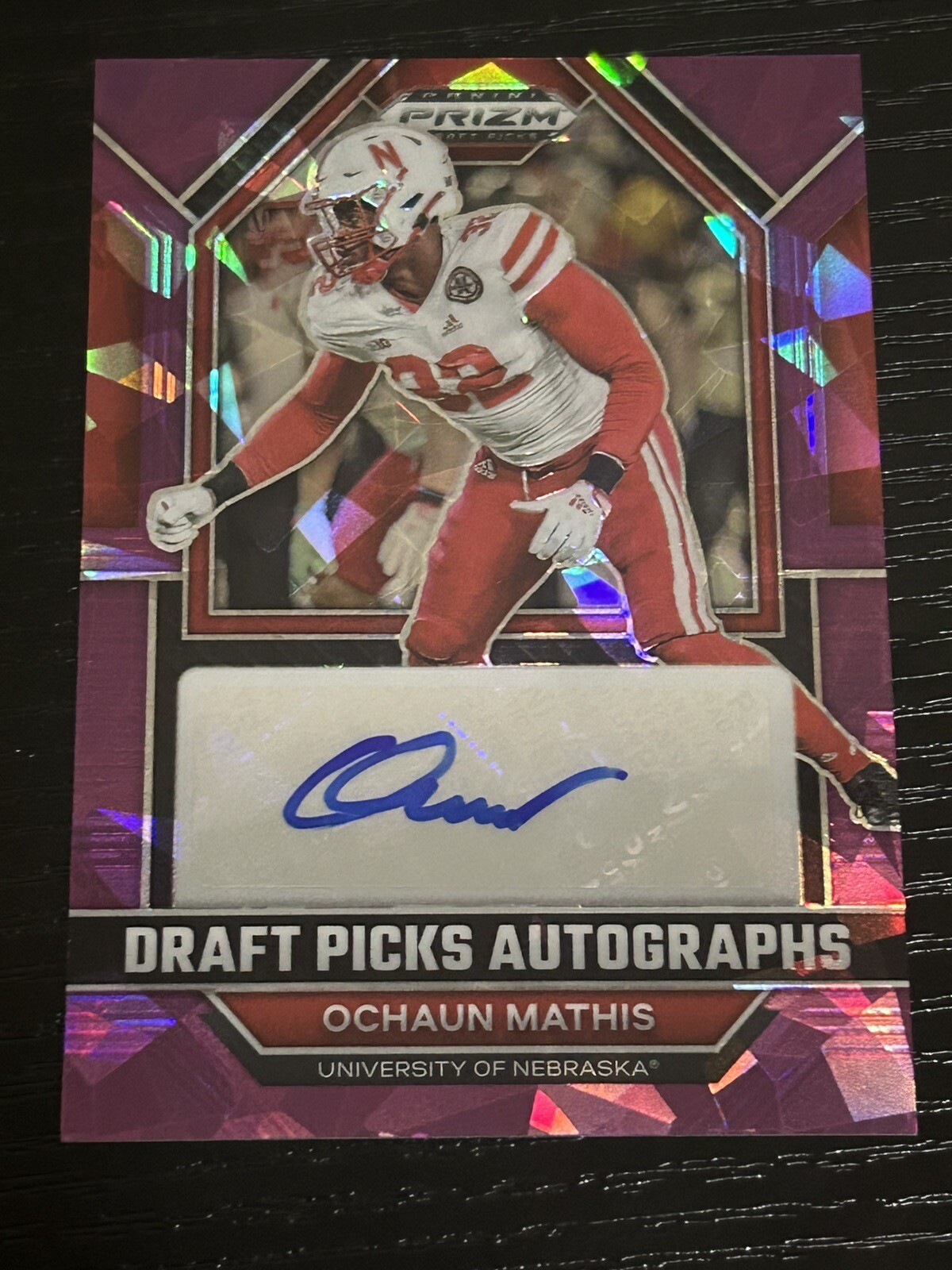 Ochaun Mathis Panini Prizm Draft Picks Draft Picks Autographs #DPAOCM Purple Ice