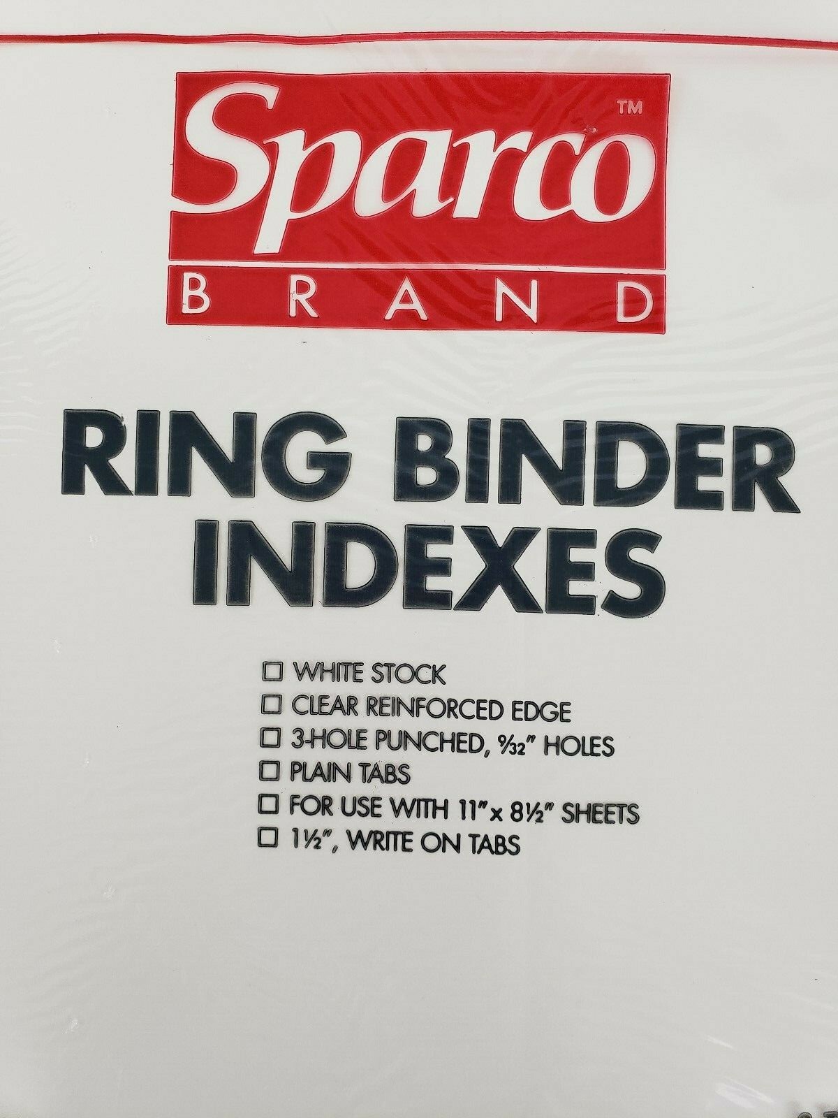 Sparco Ring Binder Indexes WHITE 11" x 8.5" 3 Packs of 8 New Sealed