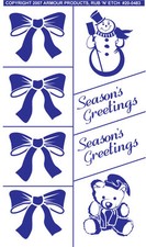 Rub 'n' Etch Glass Etching Stencil  ~ Holiday Bows