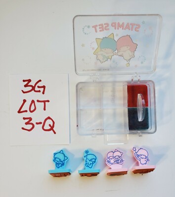 Little Twin Stars Vintage 80's Sanrio 1983 4 Piece Complete Rubber
