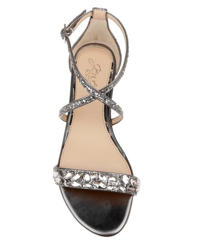 Badgley Mischka Jewel Osome flache Glitzer-Sandalen US 7,5 rauchfarben Kreuzriemen - Bild 5 von 5