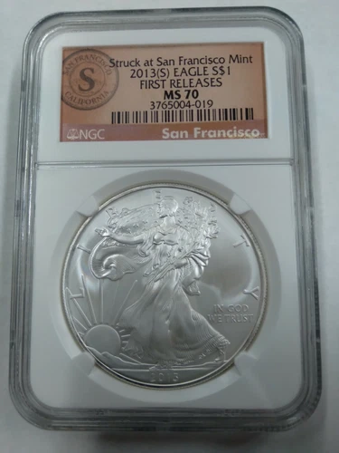 2013 (S) American Silver Eagle - NGC MS70 Early Releases Struck At San Francisco