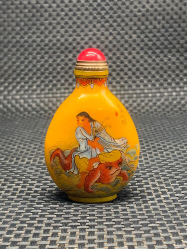 Chinesisch 19. Jahrhundert handbemalt Glas Schnupftabak Flasche Sammlung antik - Bild 1 von 8