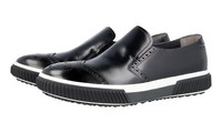 Prada Leder Stratus Slip-On Sneaker - 4D3115 - Schwarz Weiss - Neu - 7,5 41,5