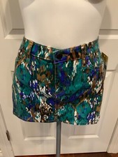 Joe's Jeans "Forest Enchanted " Green Splatter Print Denim Mini Skirt, Size 27