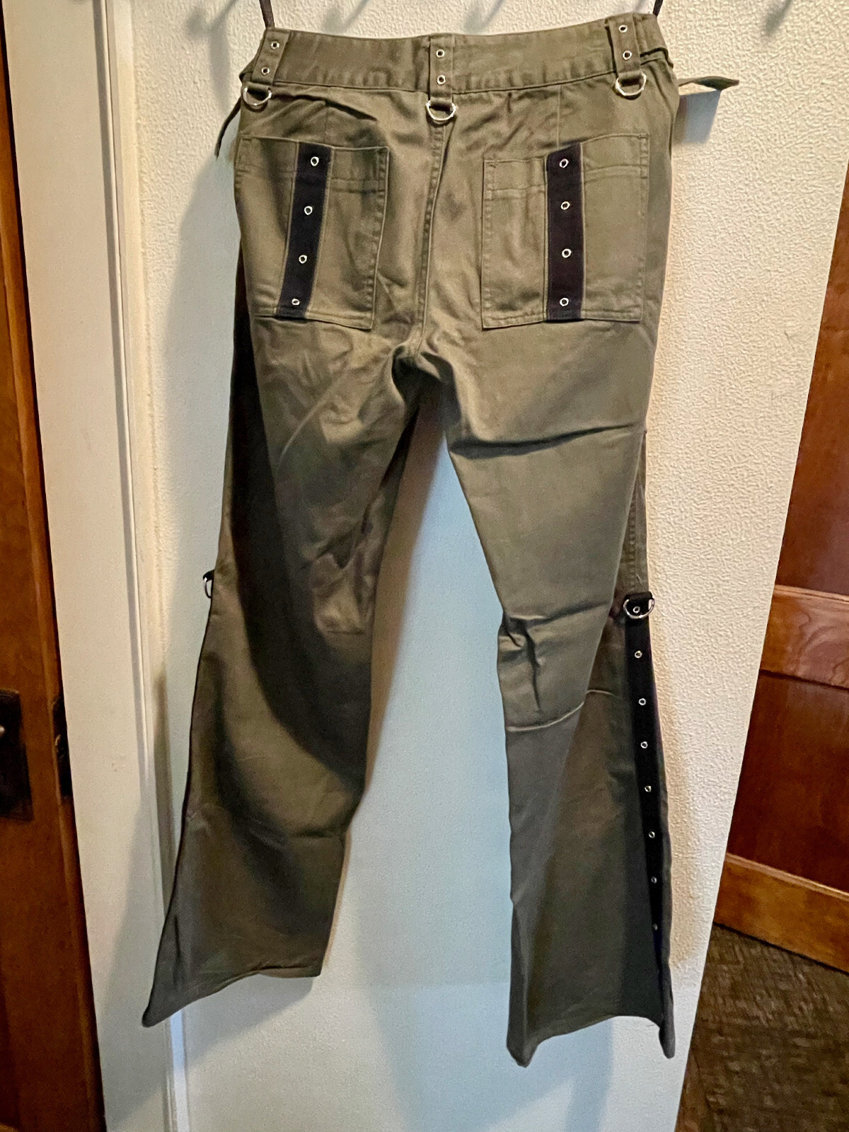 RARE Vintage Y2K NWOT Tripp NYC bondage pants 5 wide leg army olive green HTF 27 image 8