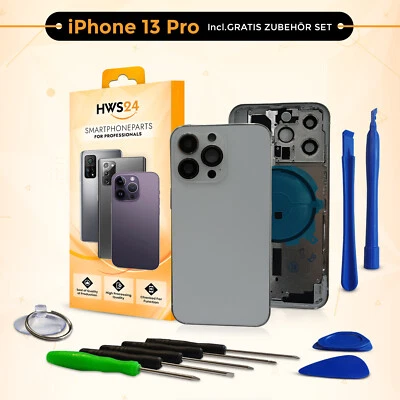 HWS24 Backcover für iPhone 13 Pro Weiß Gehäuse Rahmen Rückseite Glas Frame Housing NEU