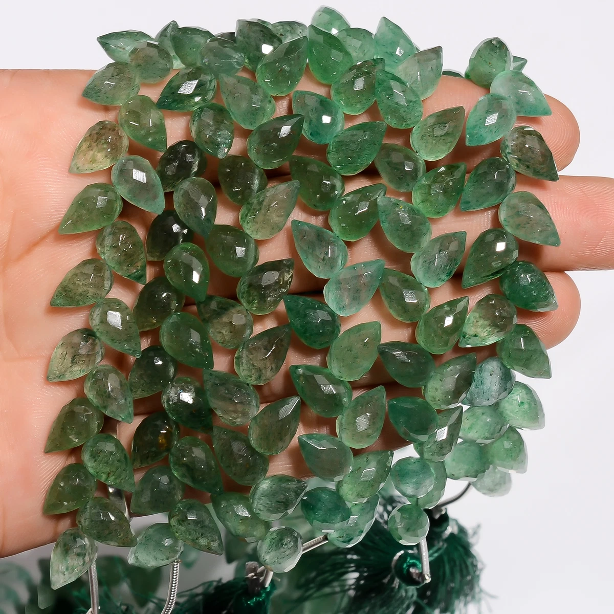 Natural Green Aventurine Gemstone Teardrop Faceted Beads 10X6mm Strand 18-22 Pcs