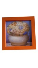 Botero Fiori  Stampa con cornice arancione laccata Misura stampa cm 20x20