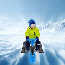 Blue Snow Racer Sled, Ski Sled Slider Board, Snow Sled For Kids Responsive Brake