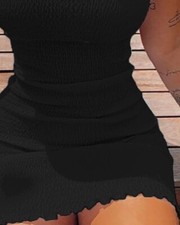 ChicMe Shirred Frill Hem Tied Detail Bodycon Dress (L)