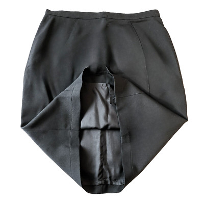 100% FINE WOOL VINTAGE SZ 44 THIERRY MUGLER BLACK MINI SKIRT FULLY LINED