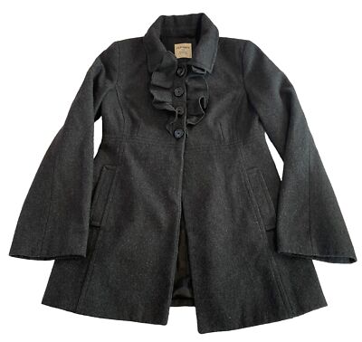 Old Navy Women's Trench Coat Wool Jacket With Ruffle Collar Size