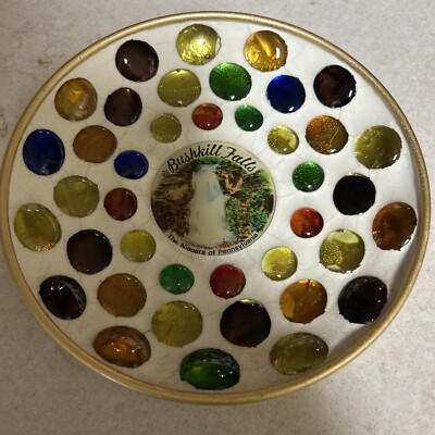 1950s Bushkill Falls The Niagara Of Pennsylvania Bejeweled Souvenir Trinket Dish