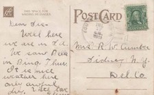 New York South Apalachin 1909 doane 2/1  1872-1954  PC  Wrinkles.