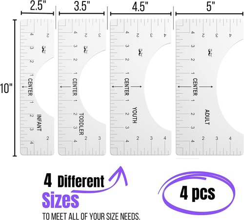 8 PCs (2x 4 Pcs) T-Shirt Alignment Tool Ruler Guide Clothing Centering Design - Picture 2 of 4