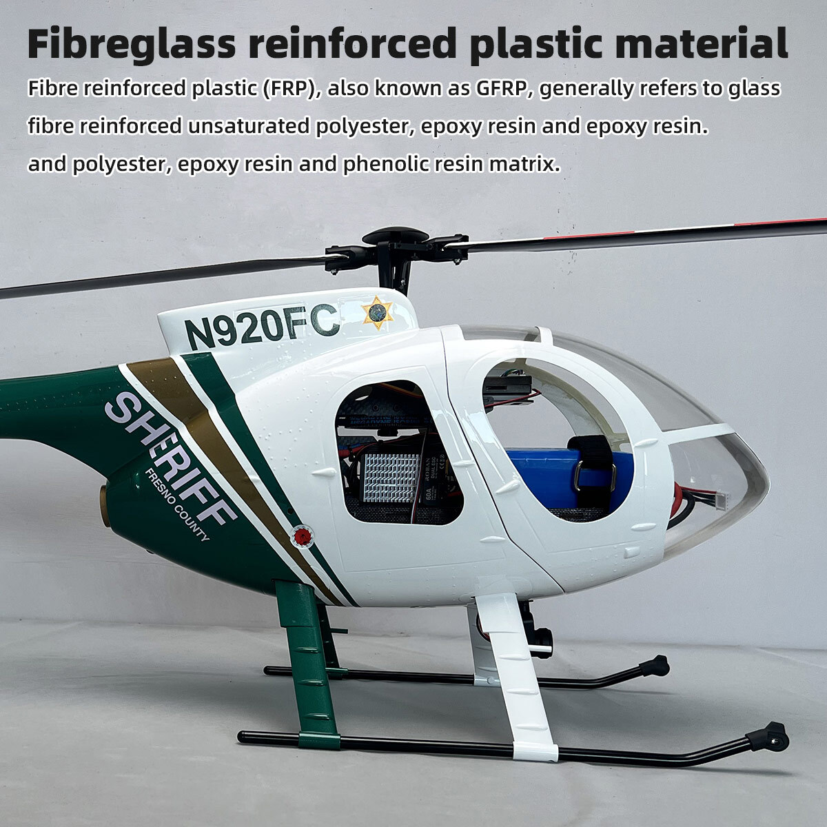 Roban RTF 470 Size MD500E 4 blades RC Helicopter GJIVE Blue Hughes