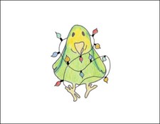 "Terry The Tiny Parrot" Christmas Cards w/White Envelopes - 10-Packs