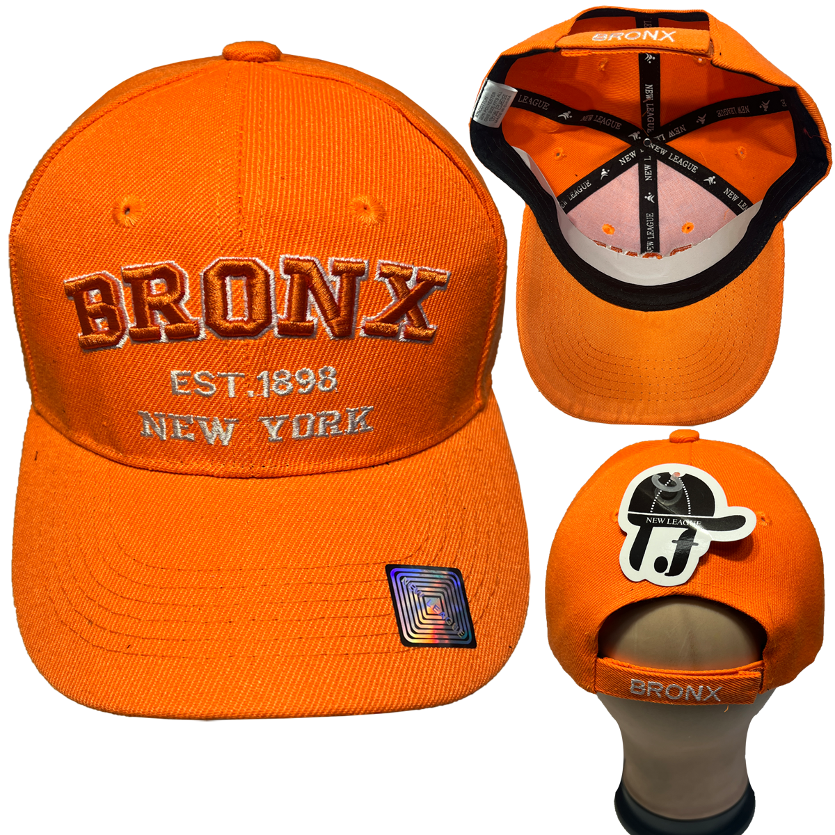 BRONX EST 1898 NEW YORK 3D Embroidered Adjustable Baseball Cap