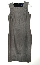 Ann Taylor Stretch Gray Speckled Wool Blend Womens Lined Shift Dress Size 4