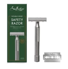 Shea Moisture Men Safety Razor with 10 Blades Double Edge Platinum Coated Steel