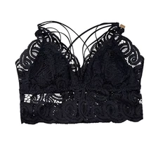 Victoria's Secret PINK Crochet Lace Bralette Black Size Small