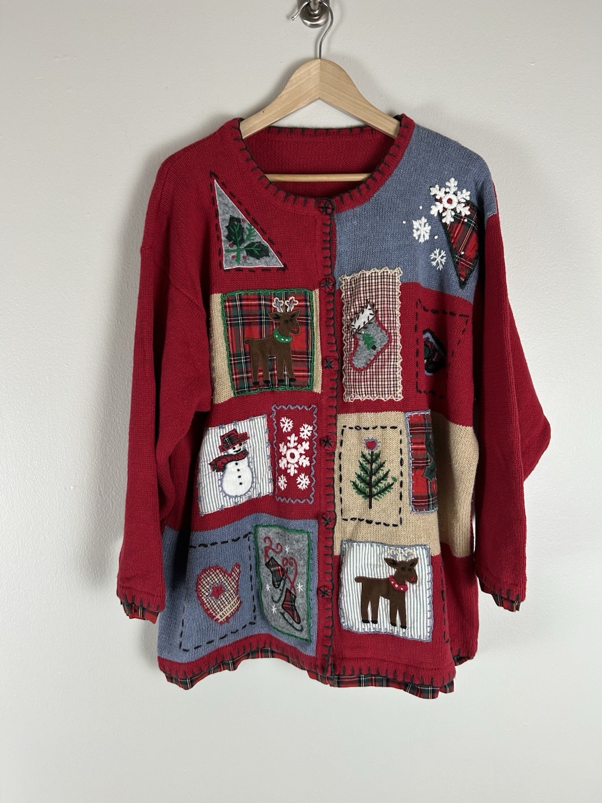 Patchwork Vintage Ugly Christmas TREE Sweater Car… - image 1