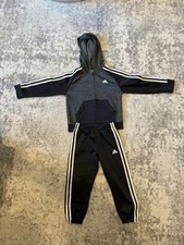 Adidas Track Suite Black Grey Kids Size 5