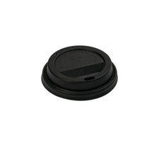 Flat Lid for 10  24oz Paper Cups, 90mm, Black PP, 1000pc 50/20 ,