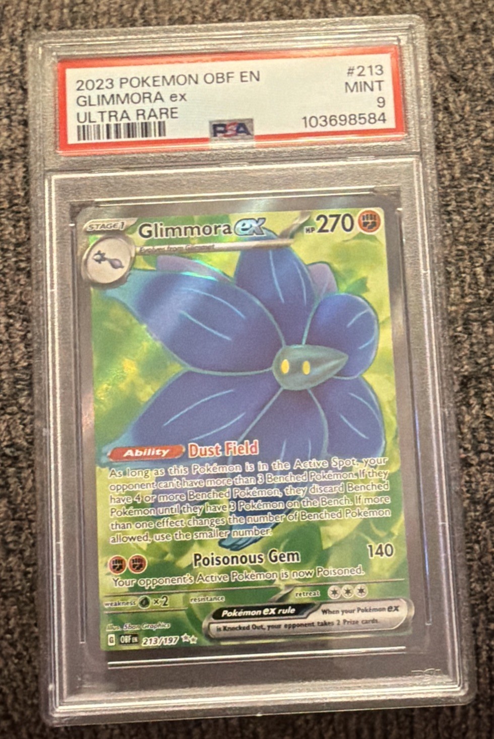 2023 Pokemon Obsidian Flames Glimmora ex Ultra Rare 213/197 PSA 9 Mint