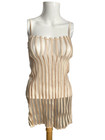 NWOT La Perla Nude Body Silk Mesh Slip Lingerie Dress IT-2 Stripes