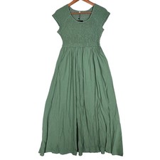 Kohl's Green Short-Sleeved Maxi Dress Smocked Chest Women's Medium NWT