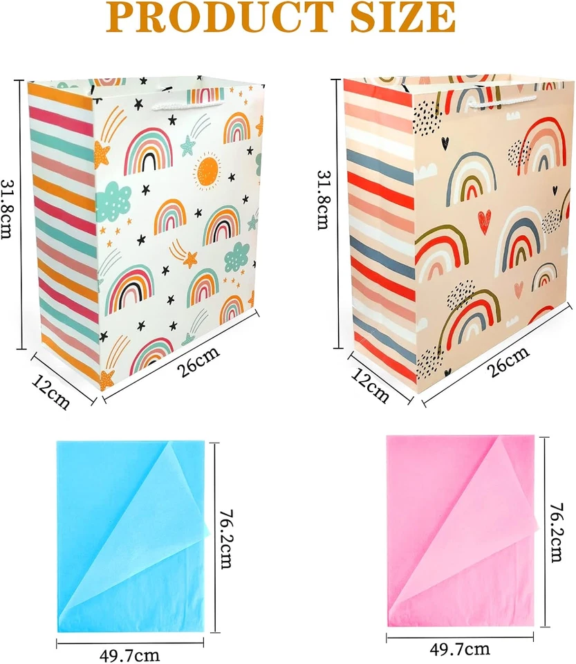 Gift Bag for Girls, Birthday Large Gift Bag Bulk Set Included 2 Pack Paper Gift - Image 3 of 4