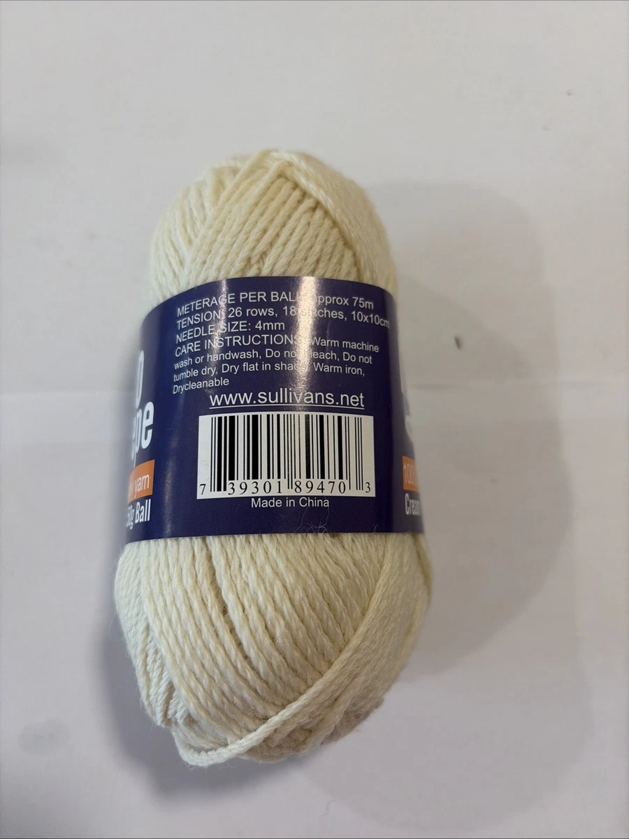 Cream Merino Crepe 100% Merino Wool 8 ply Wool 7 x 50gram balls