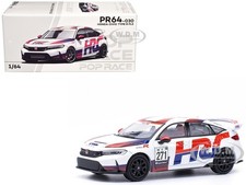 HONDA CIVIC TYPE R FL5 "HRC" WHITE 1/64 DIECAST MODEL CAR BY POP RACE PR640030