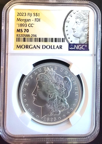 2023 Morgan Dollar Fiji Mint 1884 CC MS-70 NGC First Day-0.999 Silver 1 Oz Coin