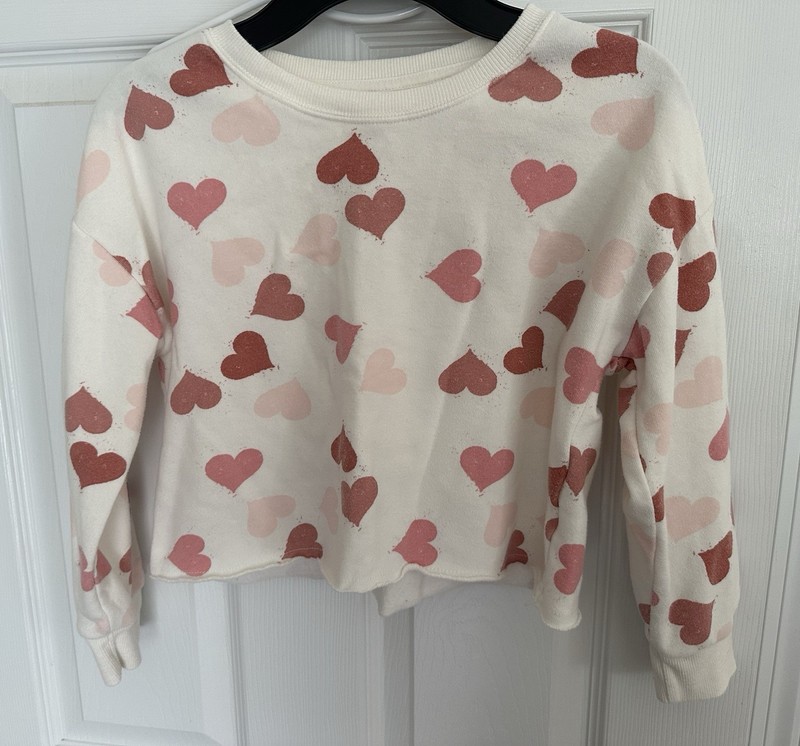 Grayson Threads Kids Girls Crop Long Sleeve Sweatshirt Hearts Valentines 6x