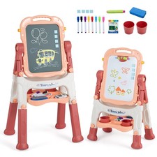 Art Easel for Kids Height Adjustable Magnetic Chalkboard  White Drawing Board