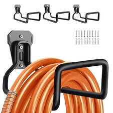BIJOKETTEN Heavy Duty Metal Garden Hose Holder Wall Mount Organizer 3-Pack