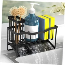 Maifan Sink Caddy Sponge Holder for Kitchen with Brush Holder and Black