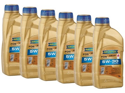6 Liter (6x1L) RAVENOL FDS SAE 5W-30, ACEA A5/B5, ACEA A7/B7, API CF, API SP
