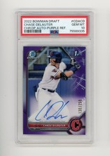 2022 Bowman Draft Chrome Chase DeLauter Purple Refractor Auto /250 PSA 10 (J)
