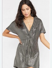 New Show Me Your Mumu Get Twisted Metallic Mini Dress in Disco Glitz Small S